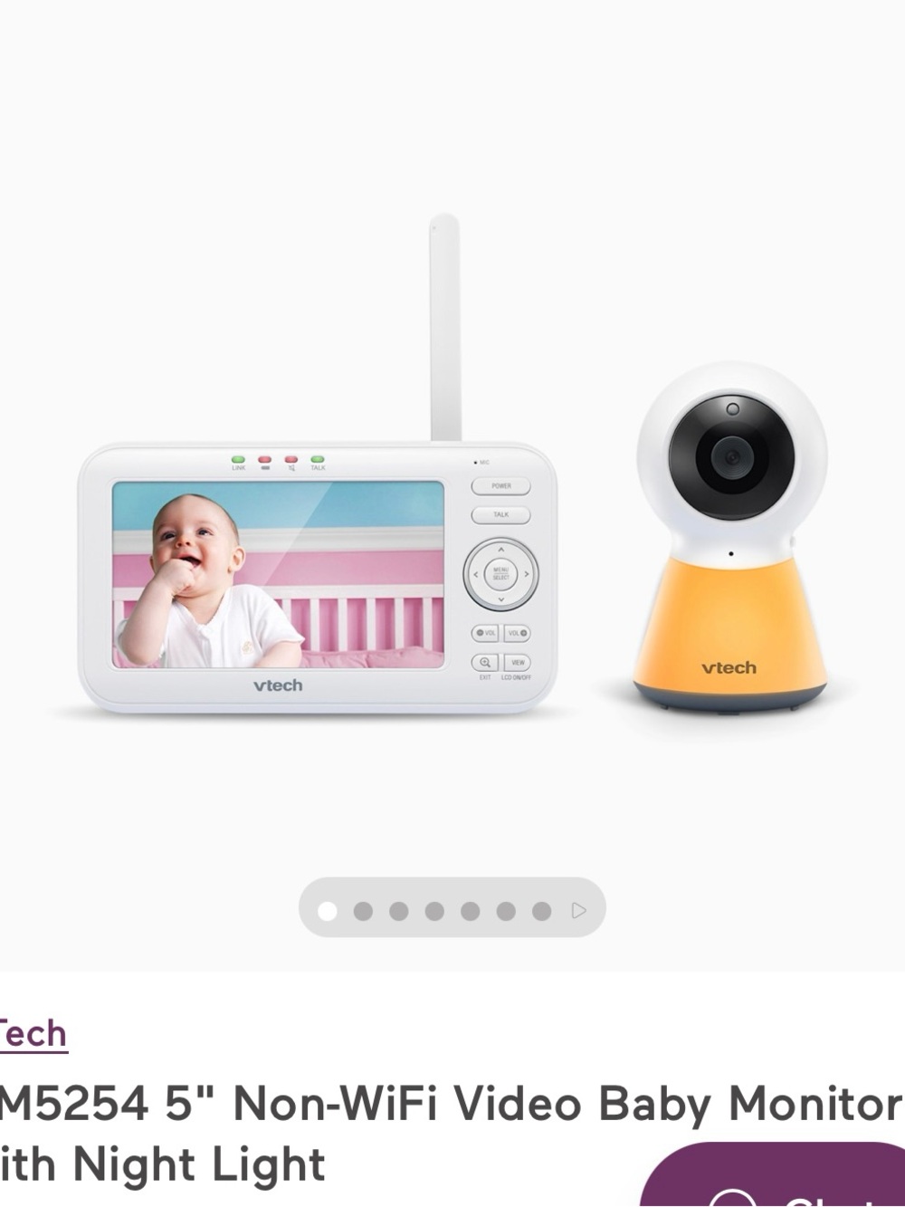 VTech Non-WiFi Video Baby Monitor with 5" Screen Video Series VM5254